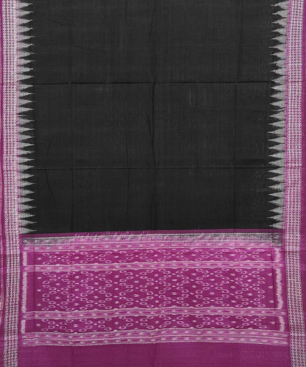 Black Pink Sambalpuri Handwoven Single Ikat Cotton Dupatta Image 2