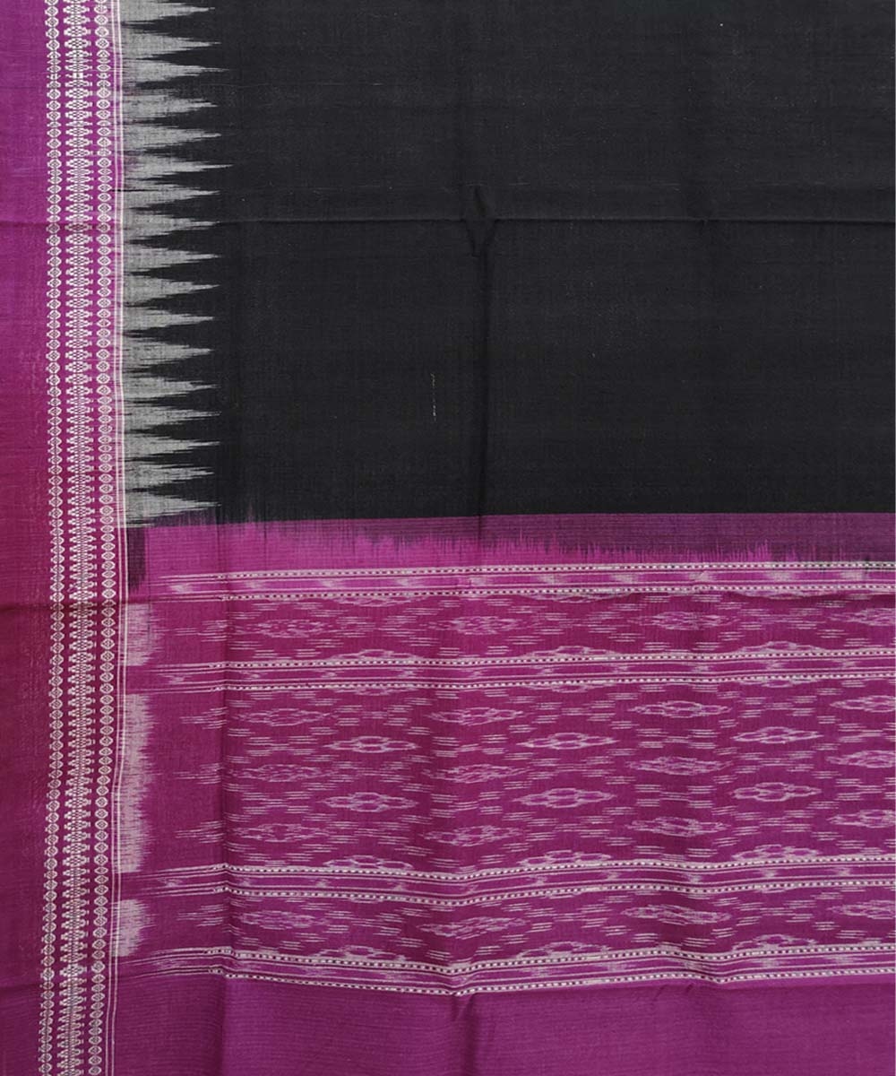 Black Pink Sambalpuri Handwoven Single Ikat Cotton Dupatta Image 3