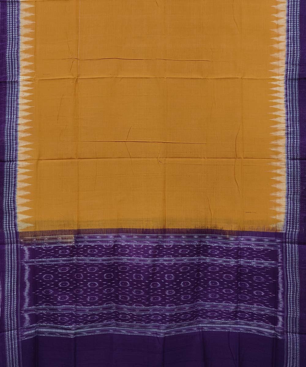 Yellow Purple Sambalpuri Handwoven Single Ikat Cotton Dupatta Image 2
