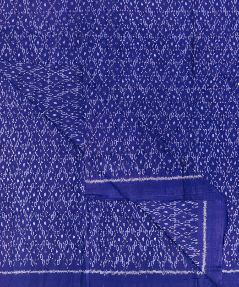 Blue Sambalpuri Handwoven Single Ikat Shirting Materials Image 2