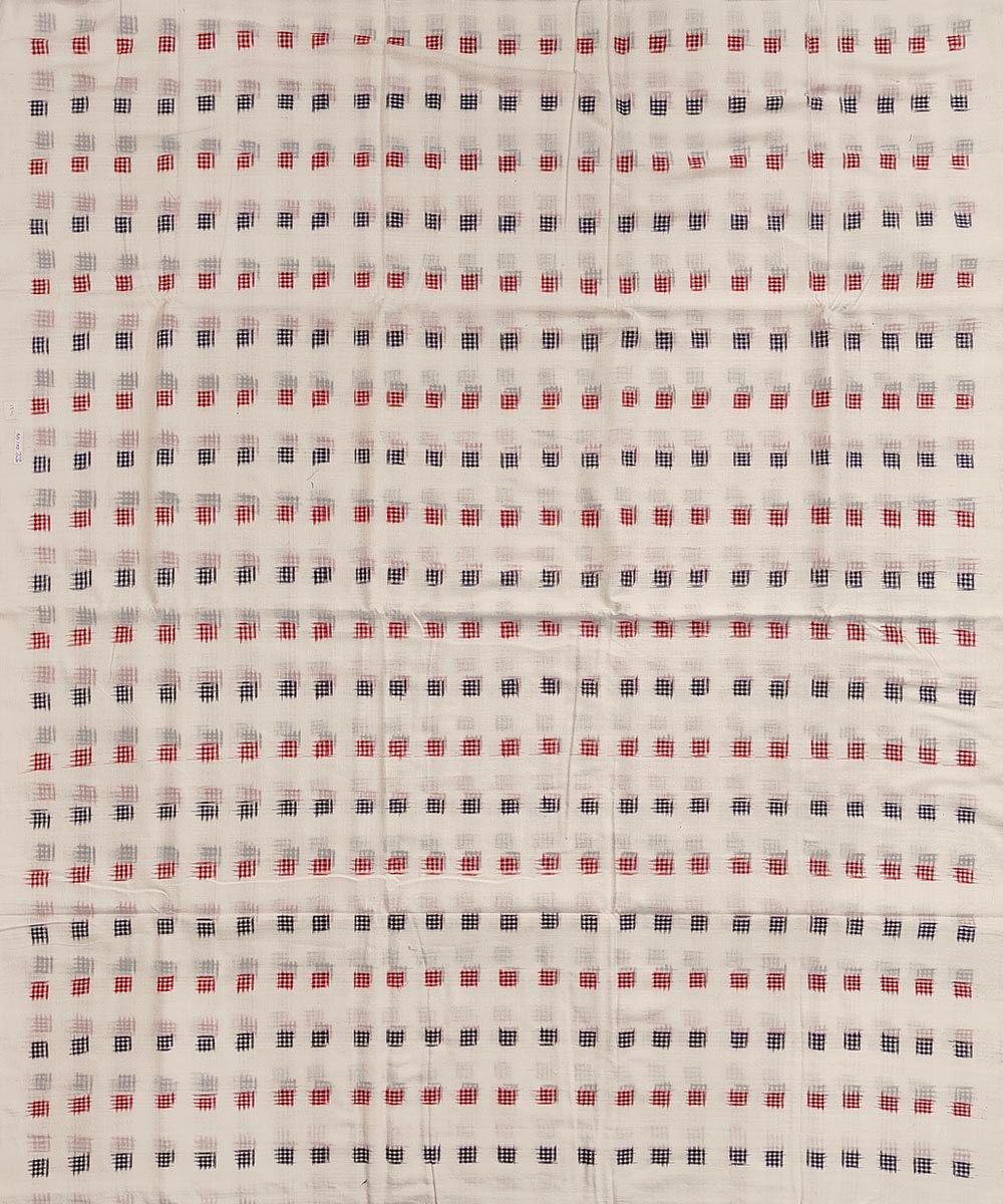 White Sambalpuri Handwoven Single Ikat Shirting Materials Image 3