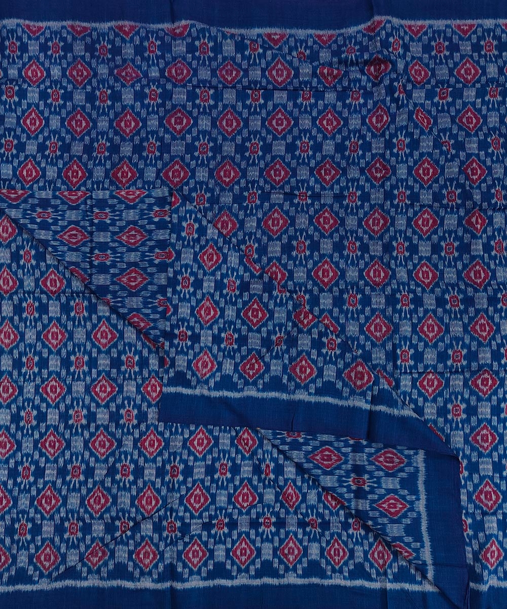 Blue Sambalpuri Handwoven Single Ikat Shirting Materials Image 2