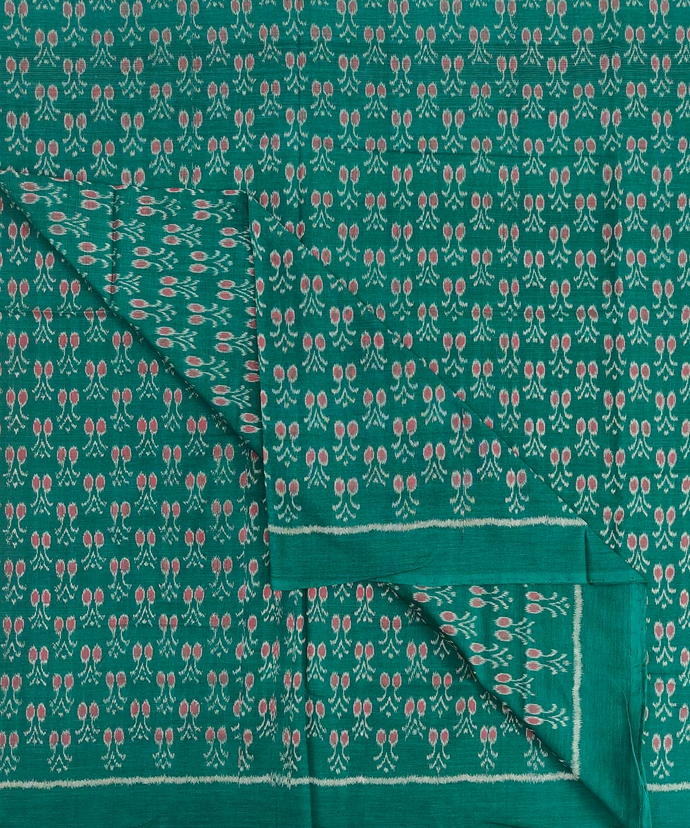 Green Sambalpuri Handwoven Single Ikat Shirting Materials Image 2