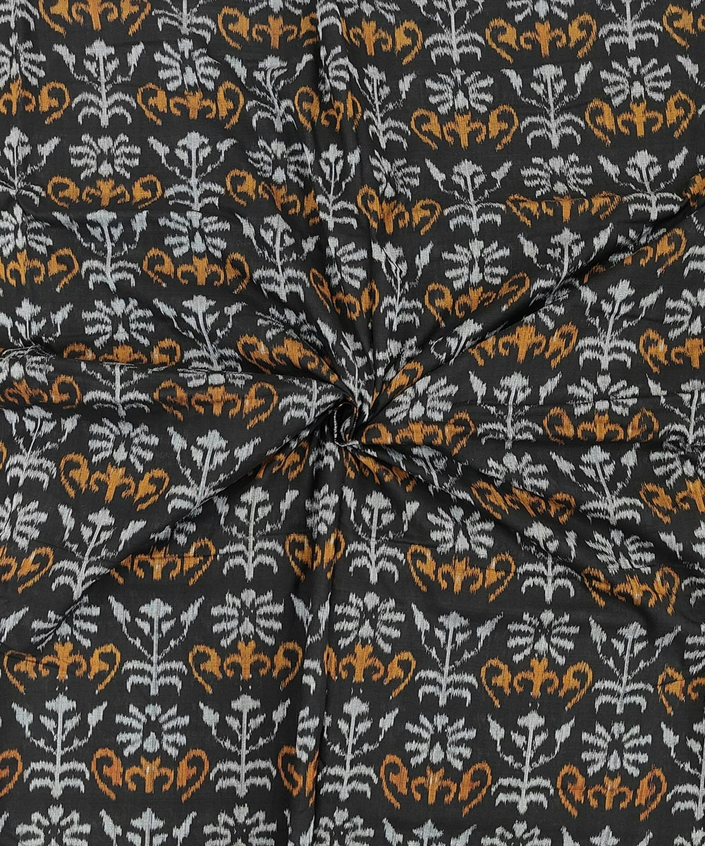 Black Sambalpuri Handwoven Single Ikat Shirting Materials SFCSHI1426
