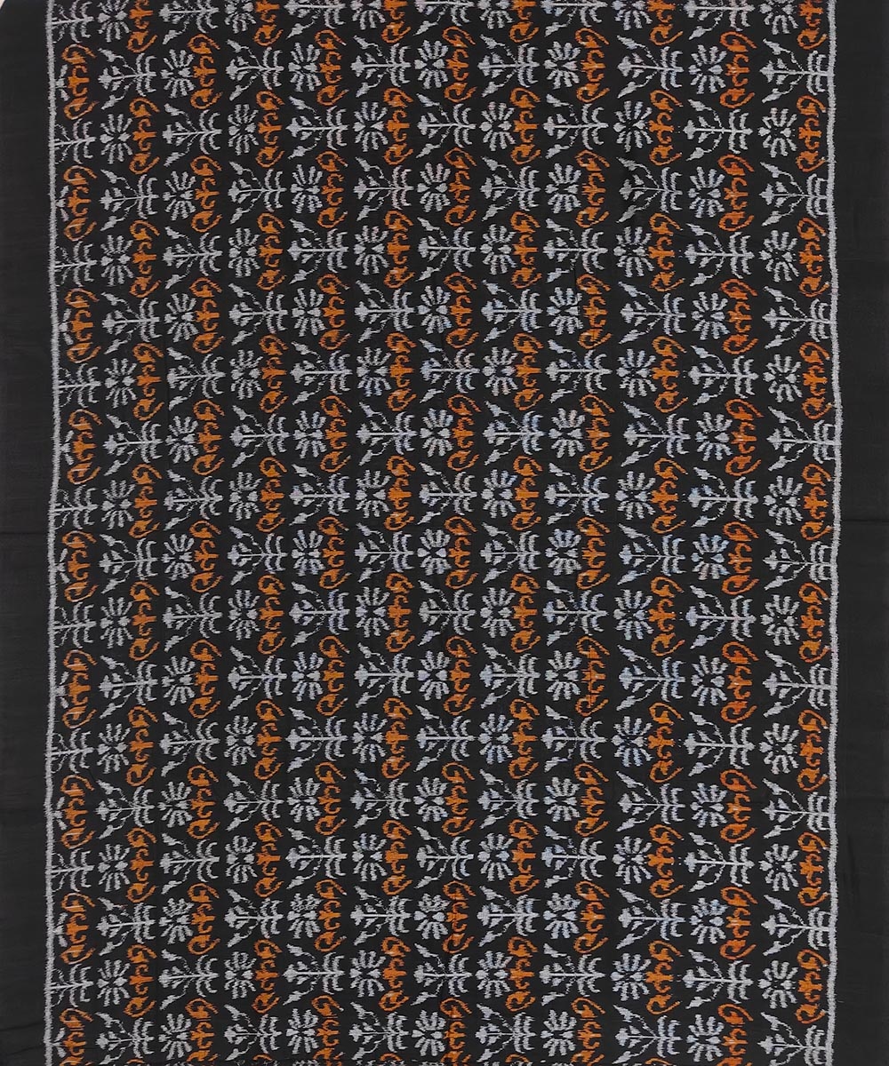 Black Sambalpuri Handwoven Single Ikat Shirting Materials Image 3