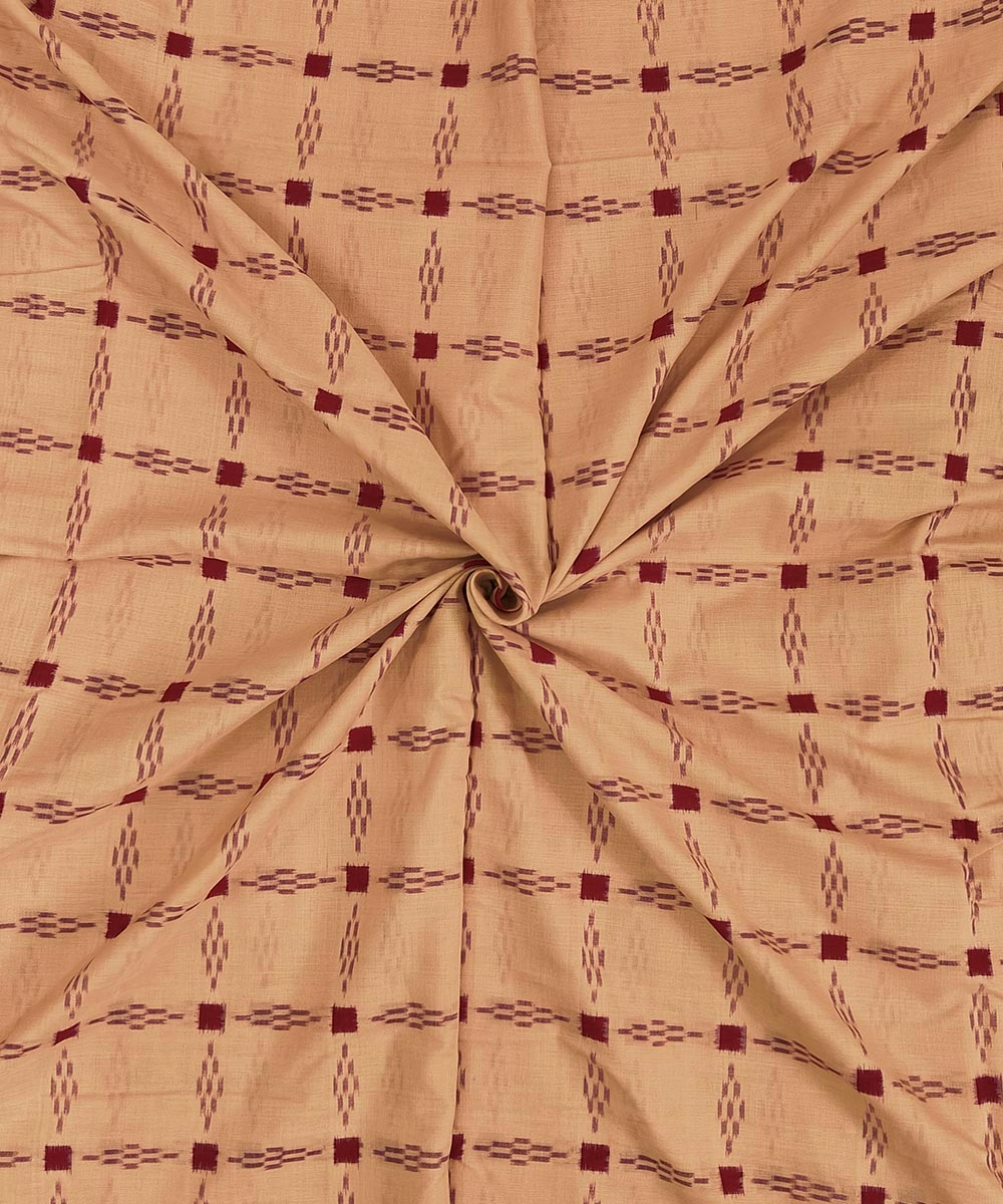 Light Brown Sambalpuri Handwoven Single Ikat Shirting Materials SFCSHI1427