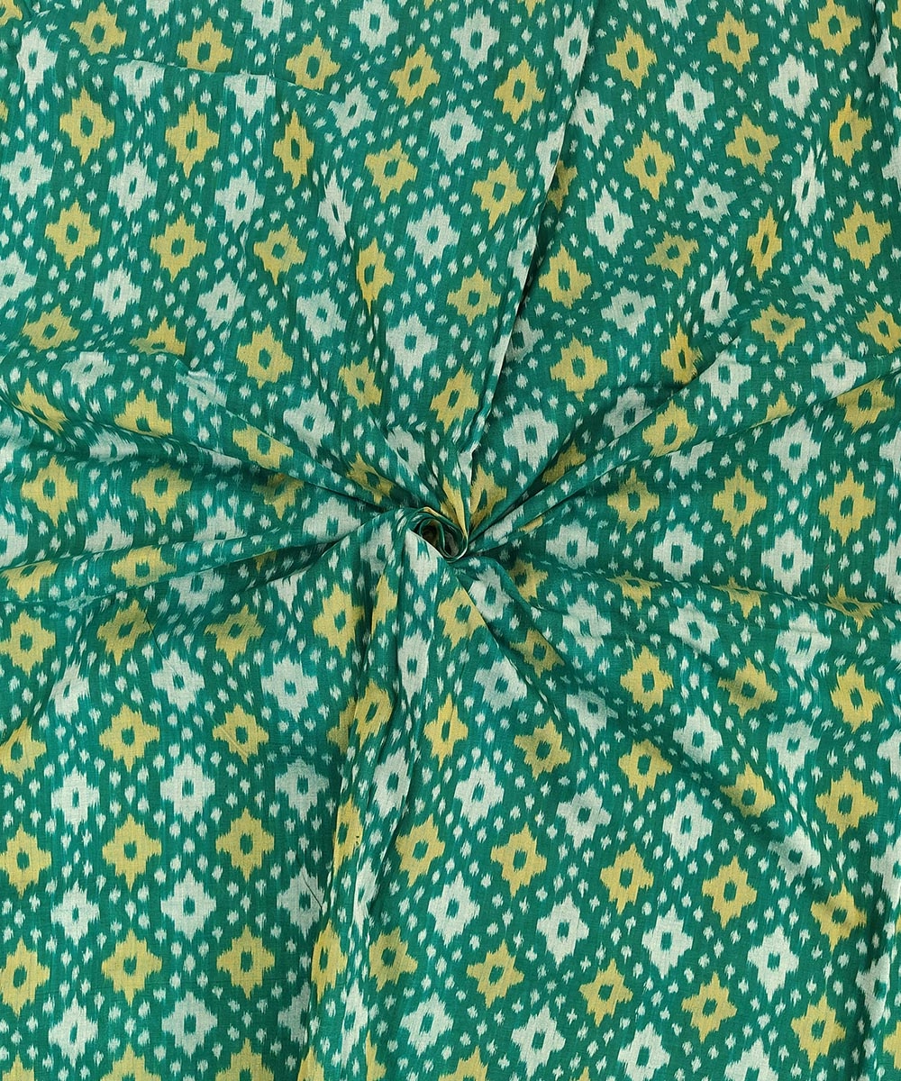 Green Sambalpuri Handwoven Single Ikat Shirting Materials SFCSHI1428