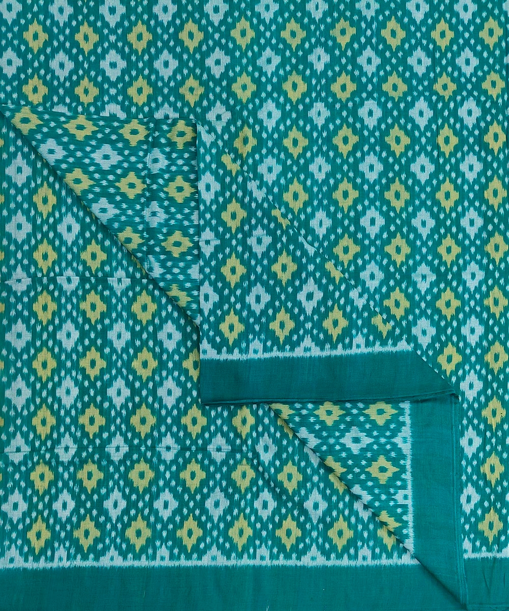 Green Sambalpuri Handwoven Single Ikat Shirting Materials Image 2