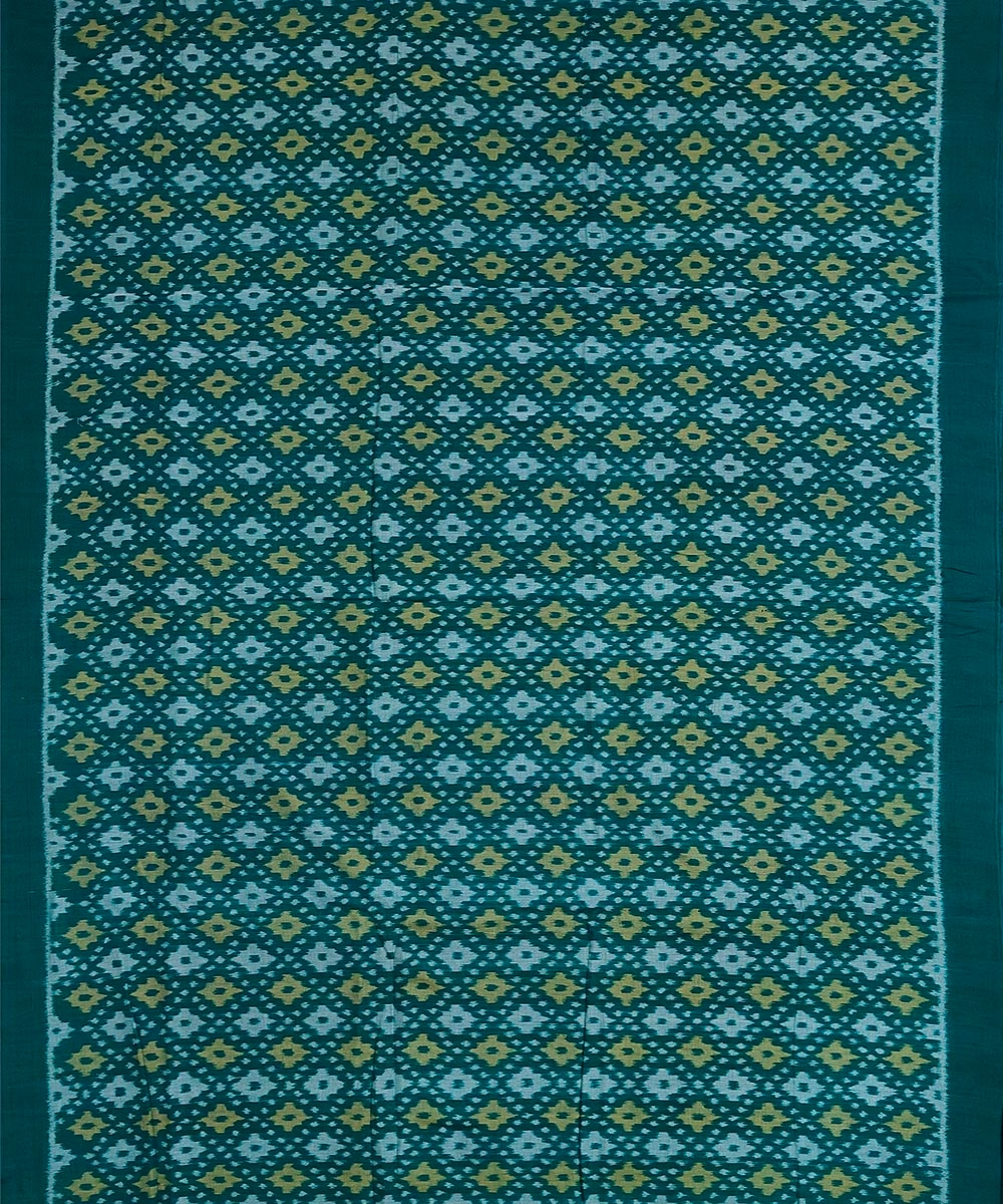 Green Sambalpuri Handwoven Single Ikat Shirting Materials Image 3