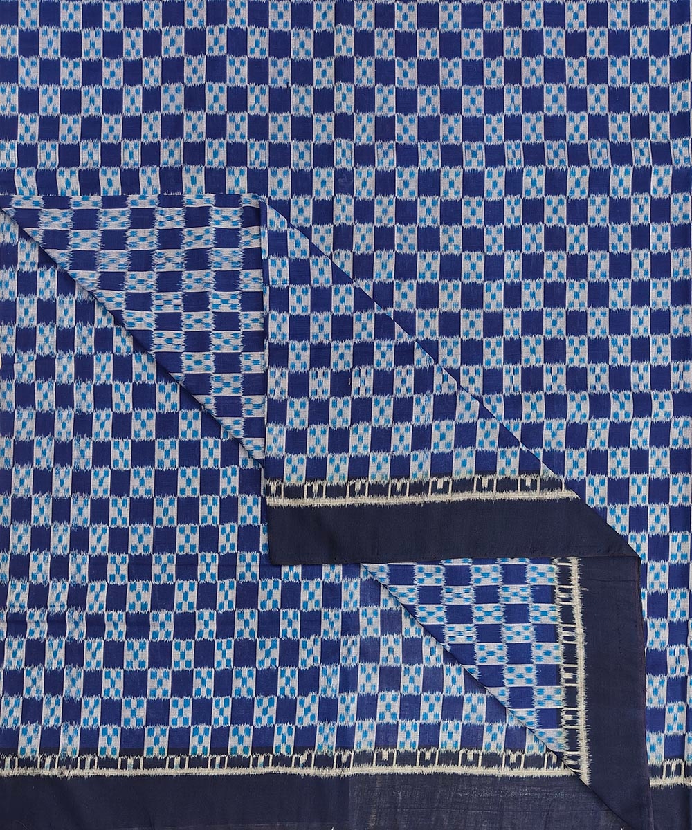 Blue Sambalpuri Handwoven Single Ikat Shirting Materials Image 2