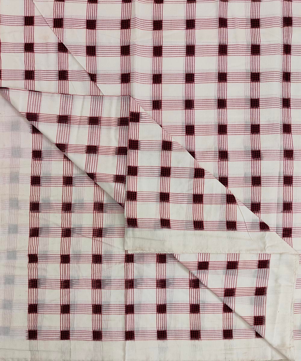 White Sambalpuri Handwoven Single Ikat Shirting Materials Image 2