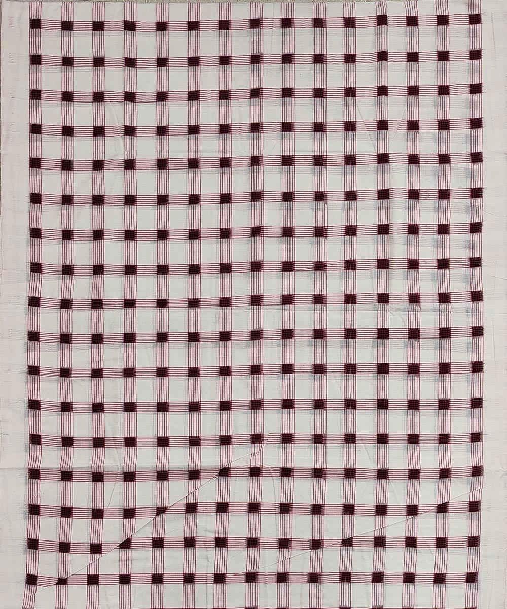 White Sambalpuri Handwoven Single Ikat Shirting Materials Image 3