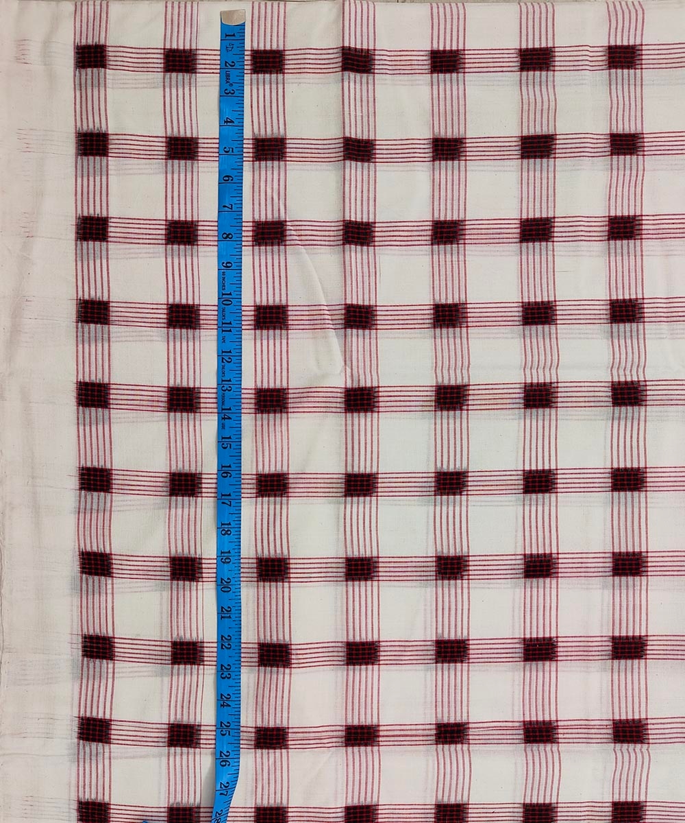 White Sambalpuri Handwoven Single Ikat Shirting Materials Image 4