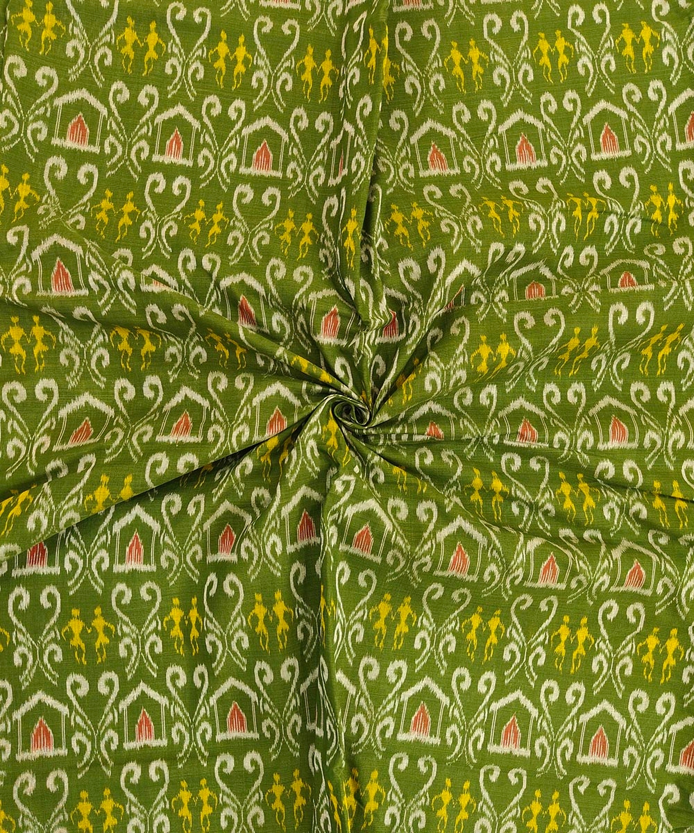 Green Sambalpuri Handwoven Single Ikat Shirting Materials Image 1