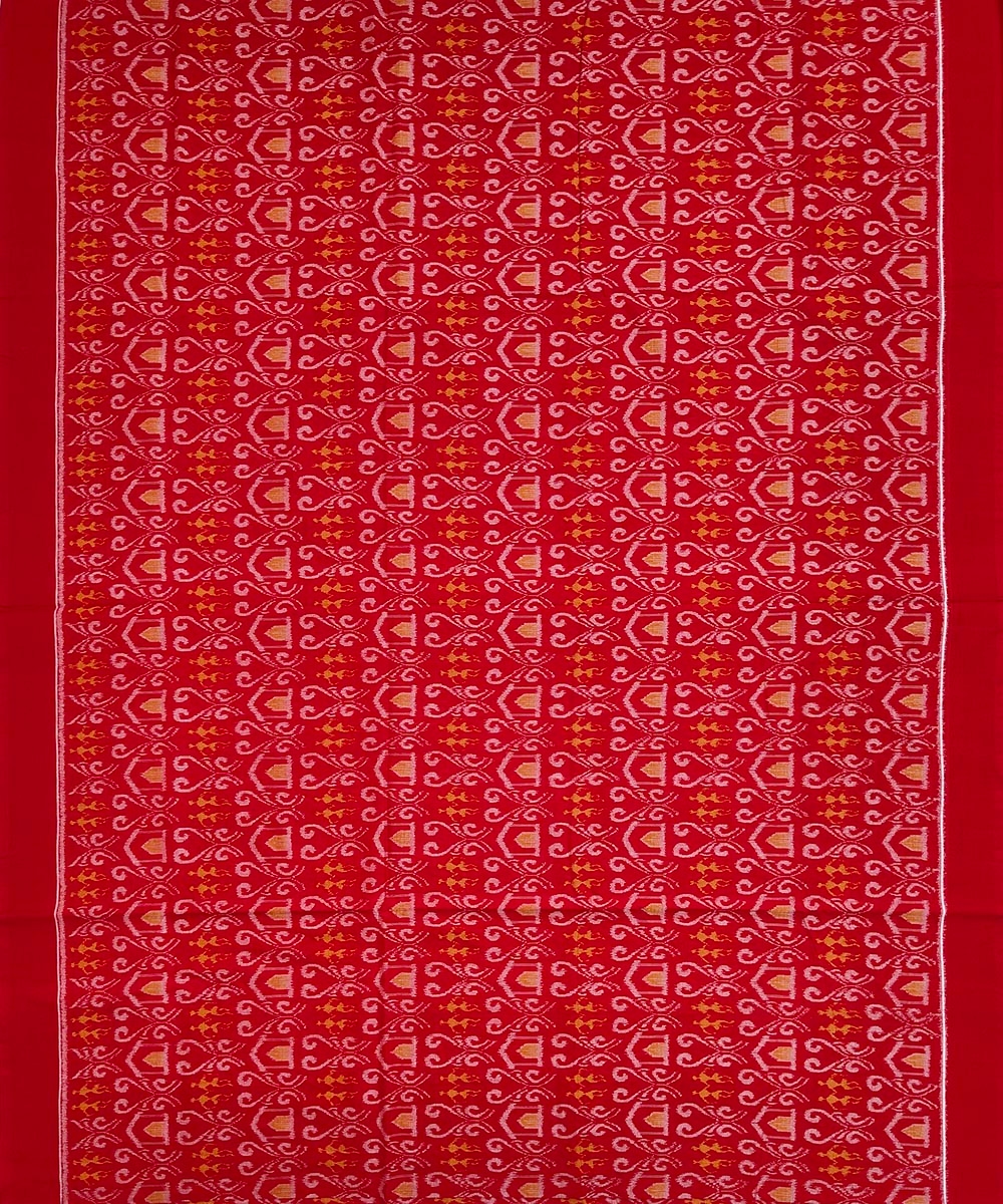 Red Sambalpuri Handwoven Single Ikat Shirting Materials Image 3