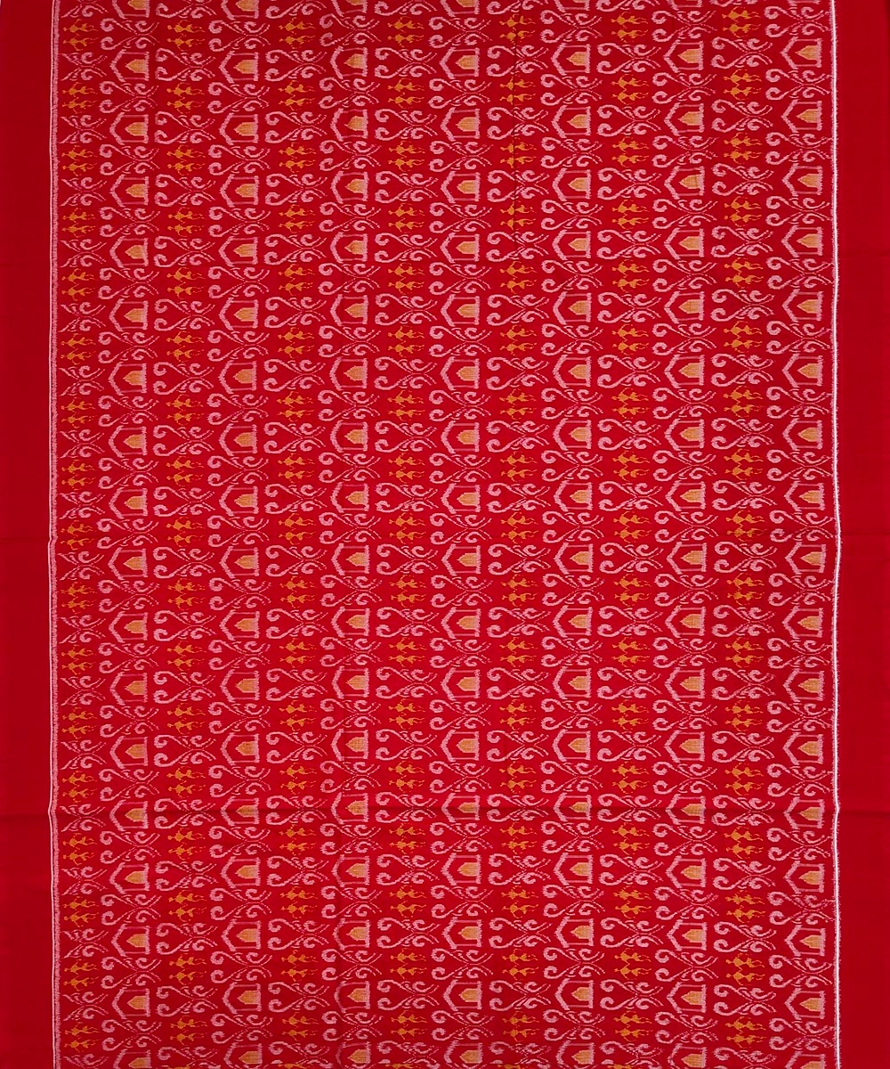 Red Sambalpuri Handwoven Single Ikat Shirting Materials Image 3