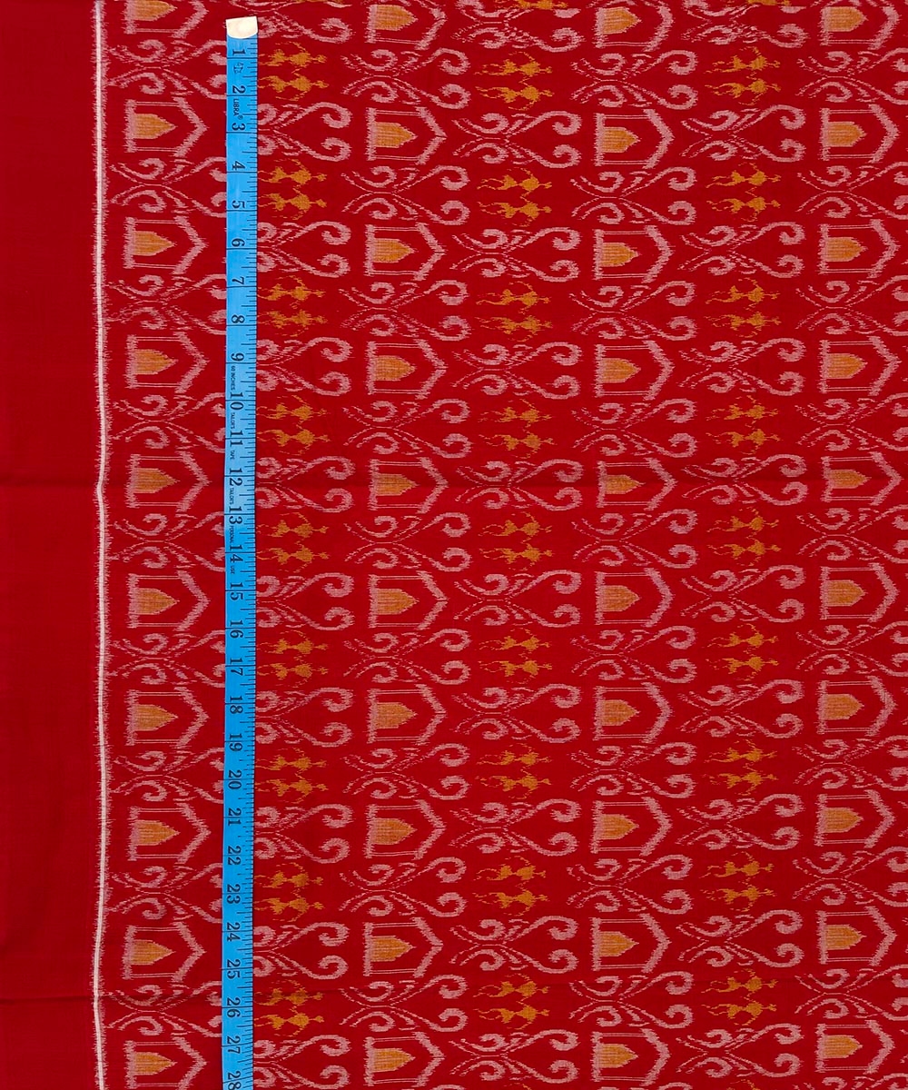 Red Sambalpuri Handwoven Single Ikat Shirting Materials Image 4
