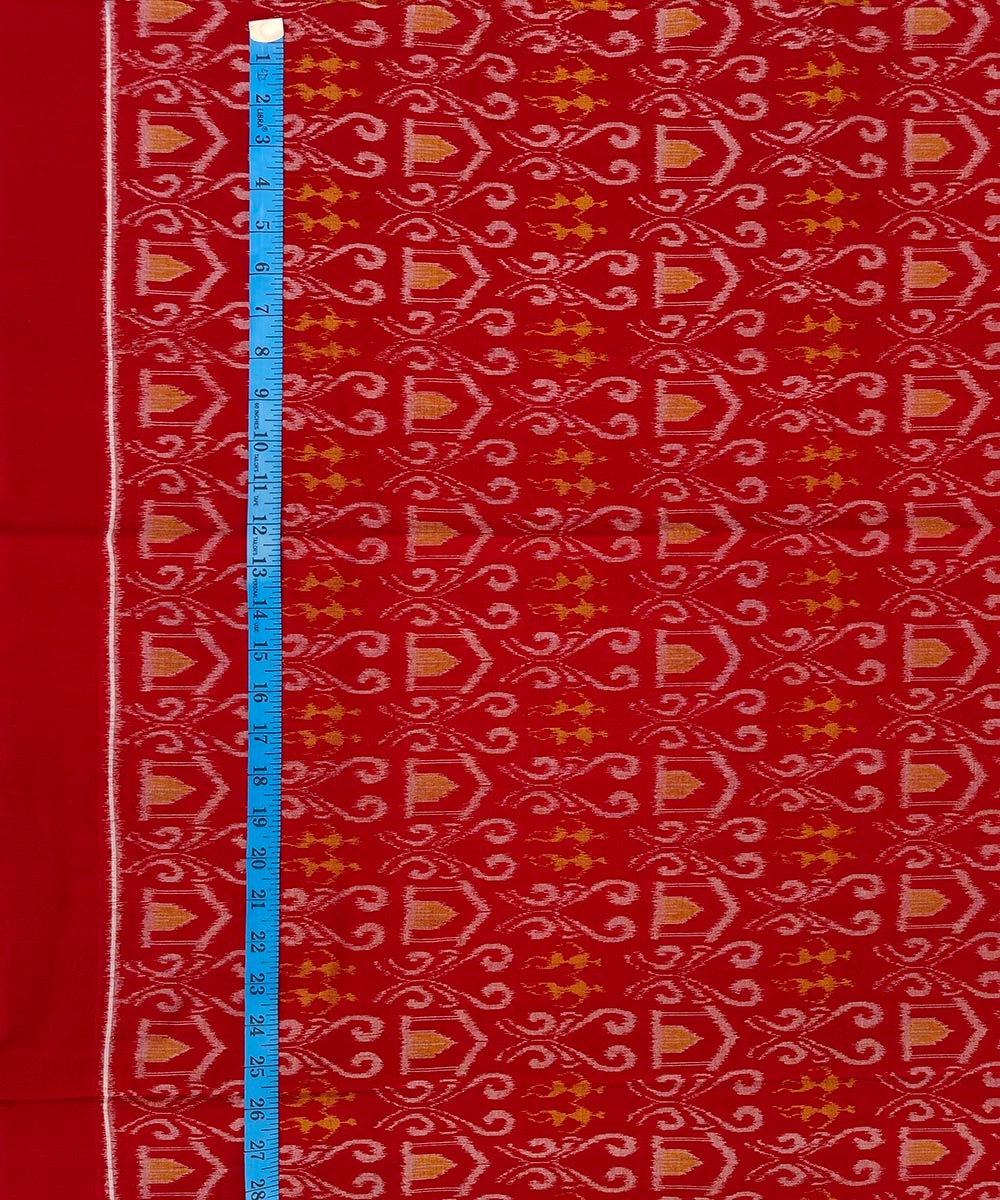 Red Sambalpuri Handwoven Single Ikat Shirting Materials Image 4