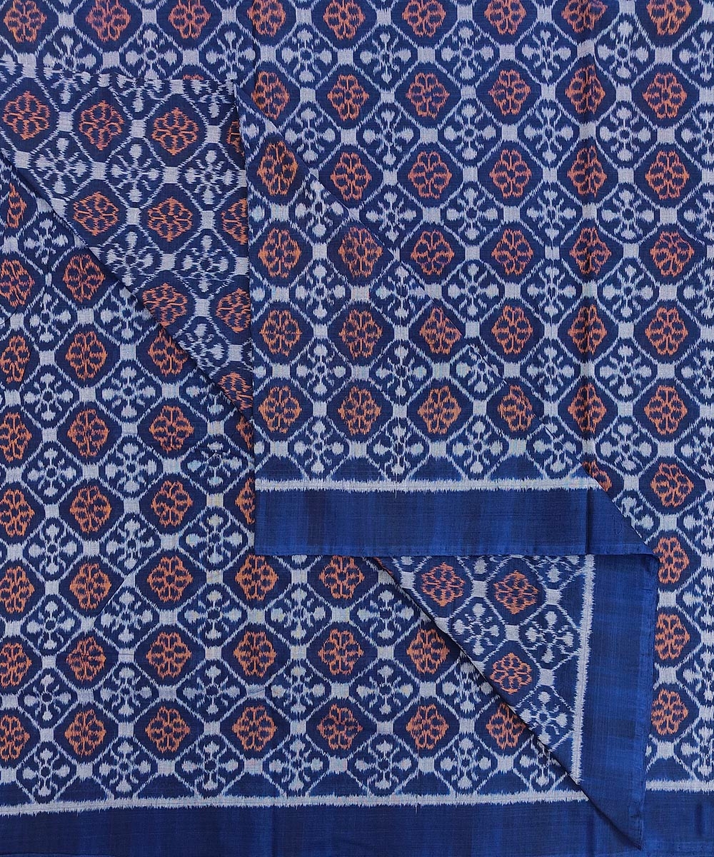 Blue Sambalpuri Handwoven Single Ikat Shirting Materials Image 2