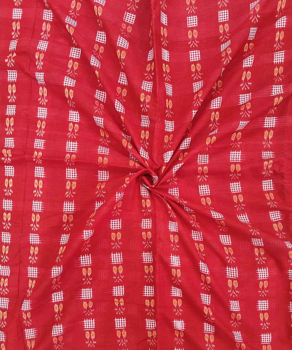 Red Sambalpuri Handwoven Single Ikat Shirting Materials SFCSHI1440