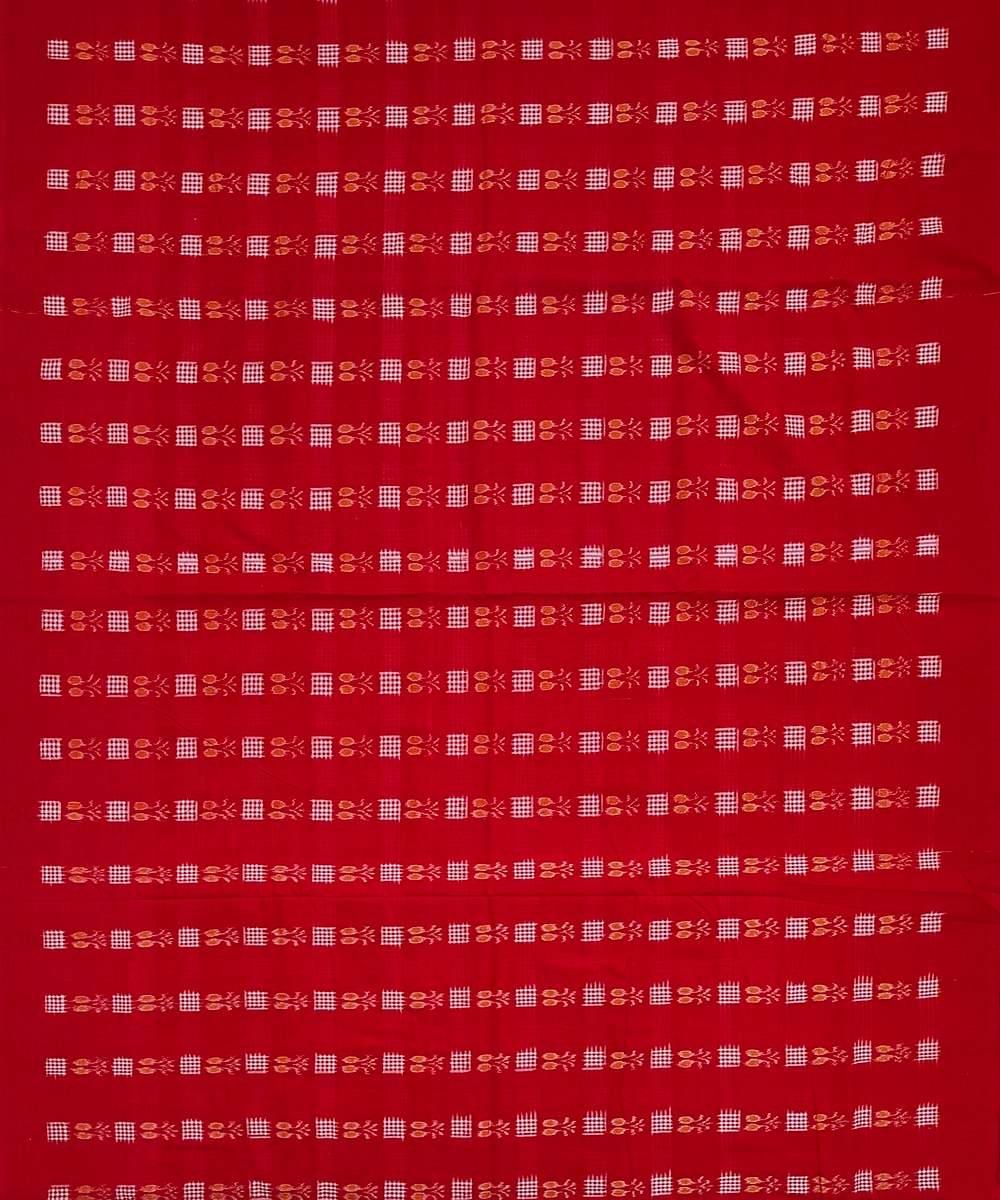 Red Sambalpuri Handwoven Single Ikat Shirting Materials Image 3