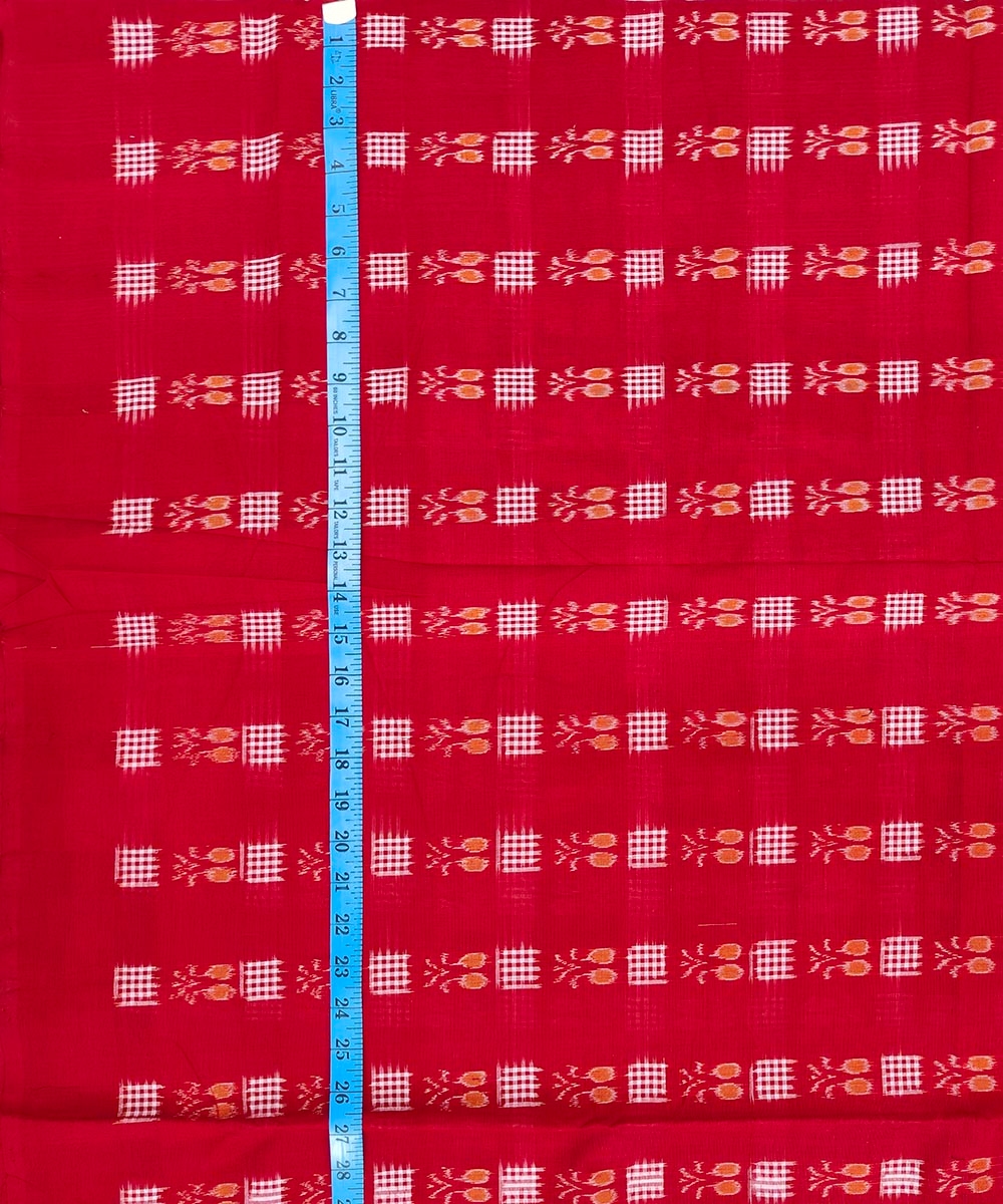 Red Sambalpuri Handwoven Single Ikat Shirting Materials Image 4