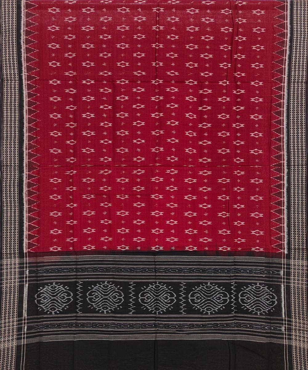 Maroon Black Sambalpuri Handwoven Single Ikat Cotton Dupatta Image 2