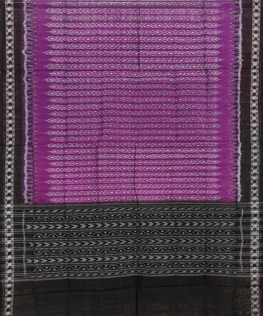 Purple Black Sambalpuri Handwoven Single Ikat Cotton Dupatta Image 2