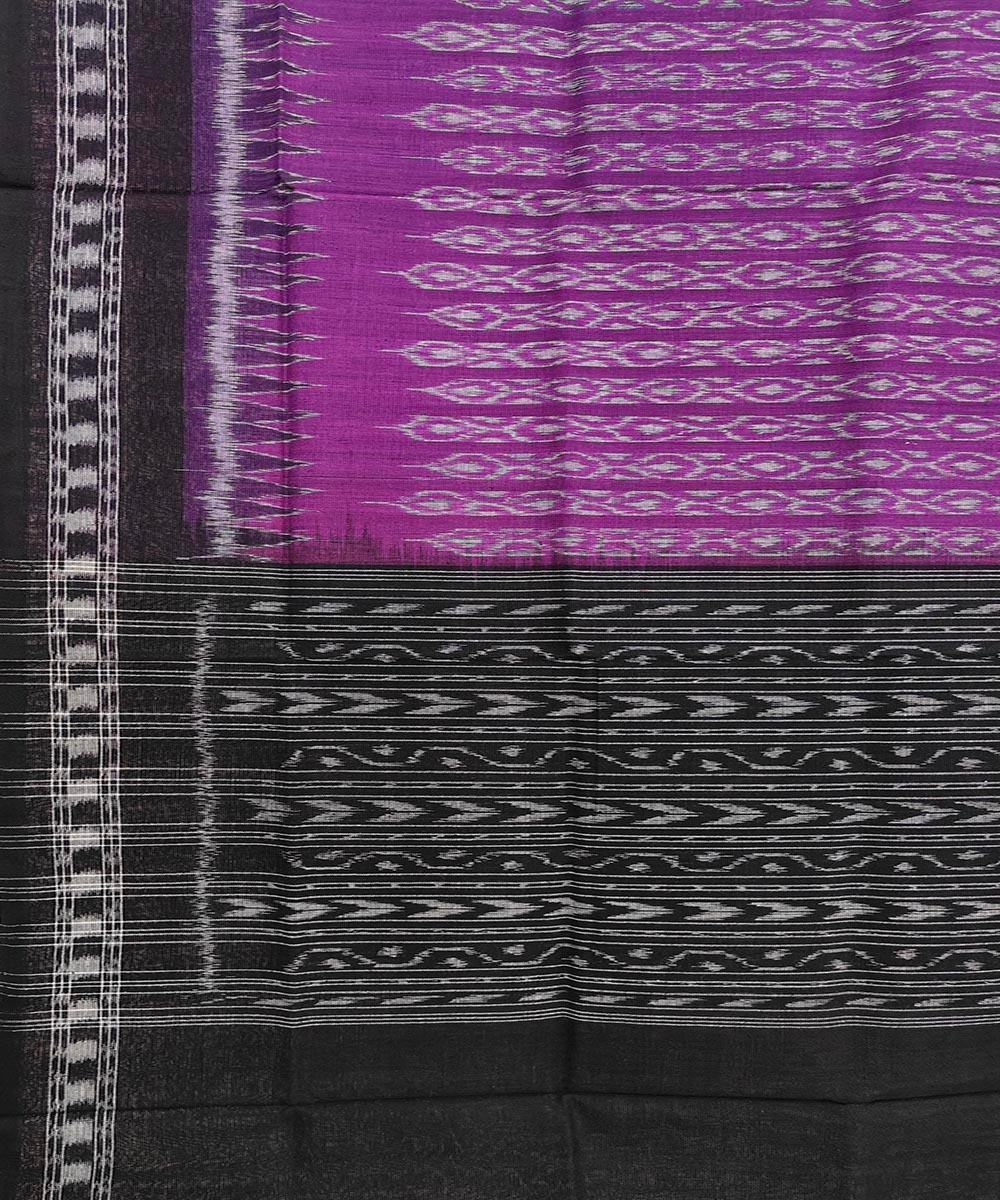 Purple Black Sambalpuri Handwoven Single Ikat Cotton Dupatta Image 3