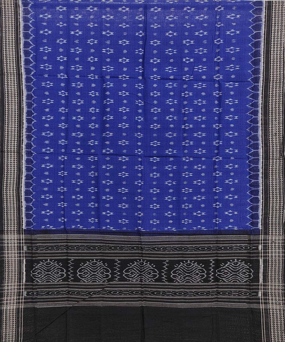 Blue Black Sambalpuri Handwoven Single Ikat Cotton Dupatta Image 2