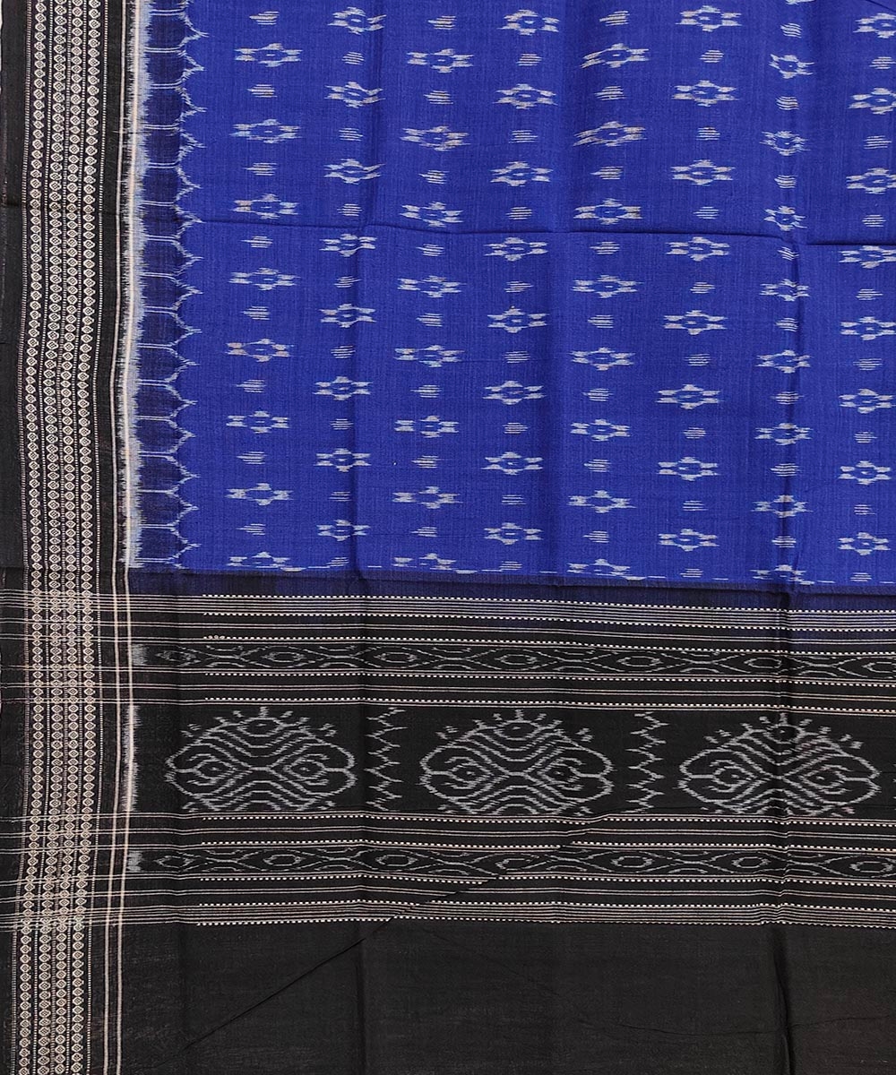 Blue Black Sambalpuri Handwoven Single Ikat Cotton Dupatta Image 3