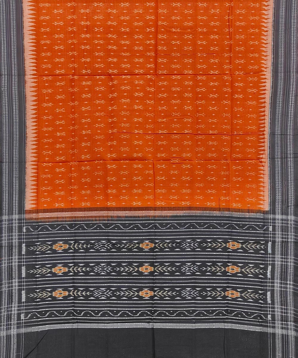 Rust Black Sambalpuri Handwoven Single Ikat Cotton Dupatta Image 2