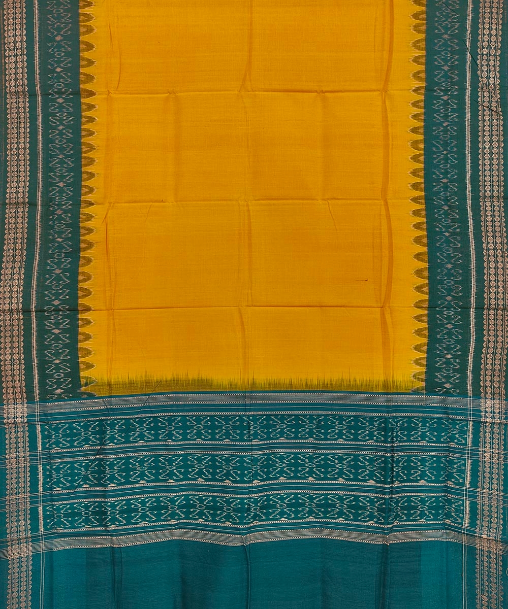 Yellow Green Sambalpuri Handwoven Single Ikat Cotton Dupatta Image 2