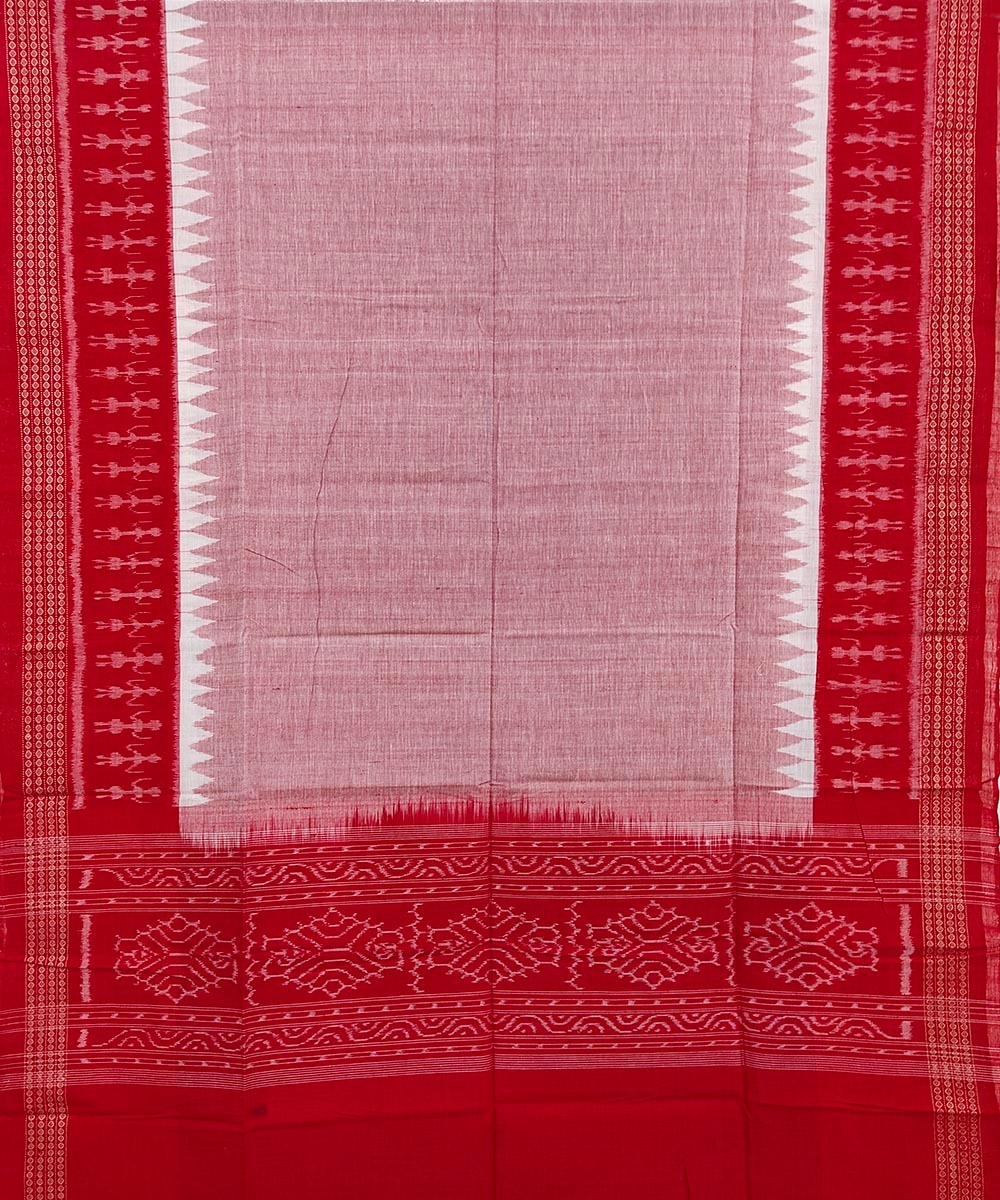 Gray Red Sambalpuri Handwoven Single Ikat Cotton Dupatta Image 2