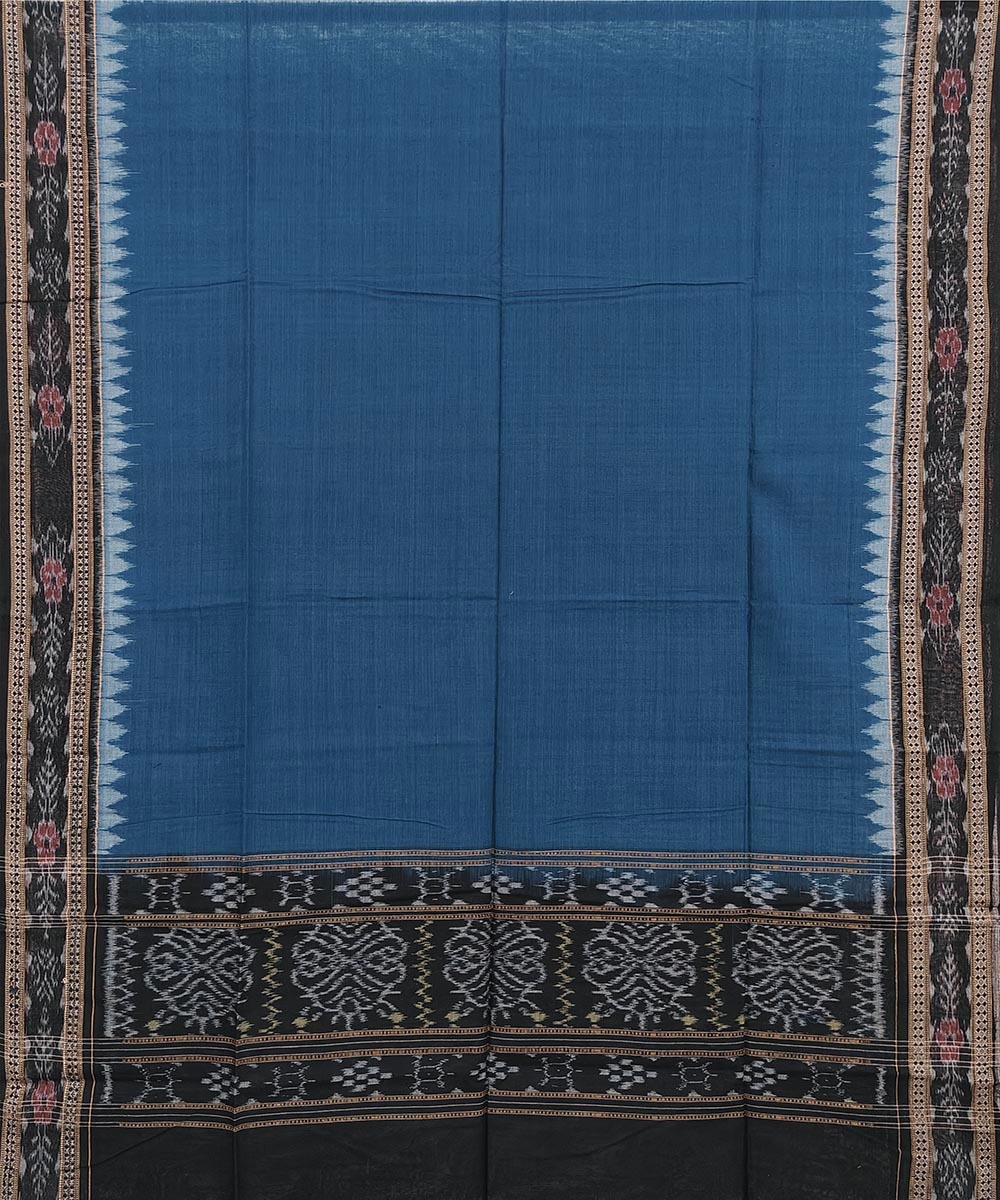 Blue Black Sambalpuri Handwoven Single Ikat Cotton Dupatta Image 2