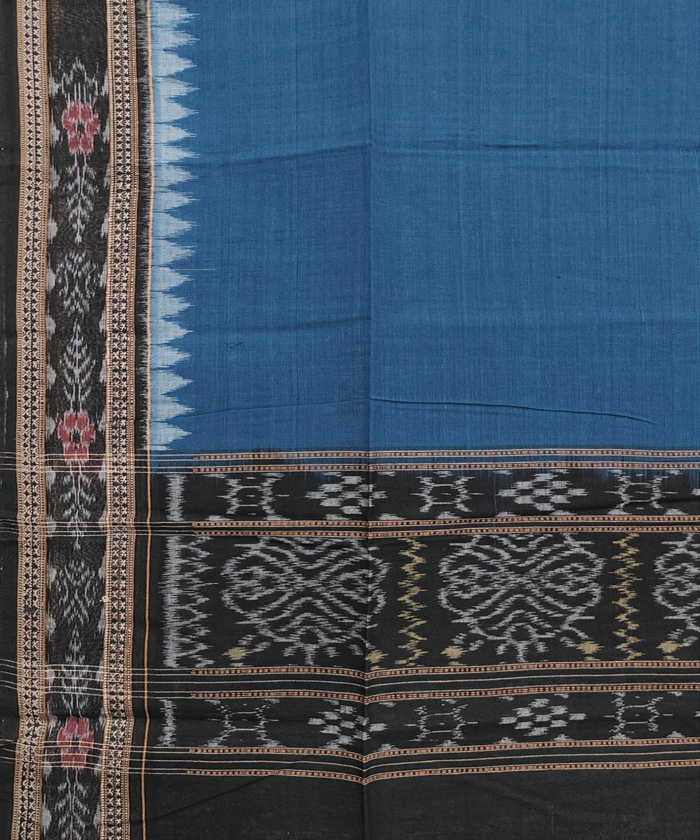 Blue Black Sambalpuri Handwoven Single Ikat Cotton Dupatta Image 3