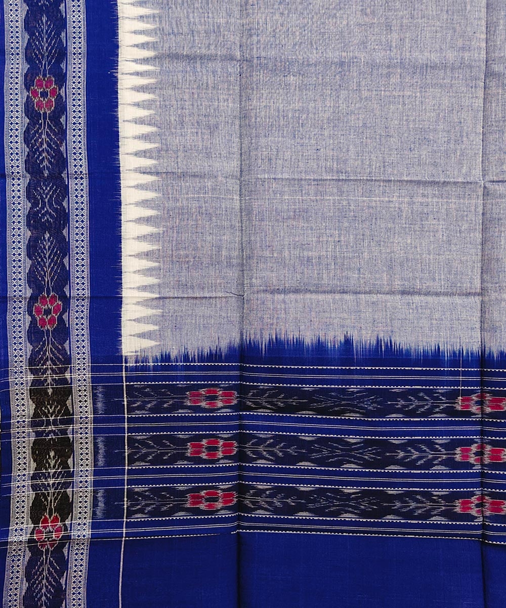 Gray Blue Sambalpuri Handwoven Single Ikat Cotton Dupatta Image 3