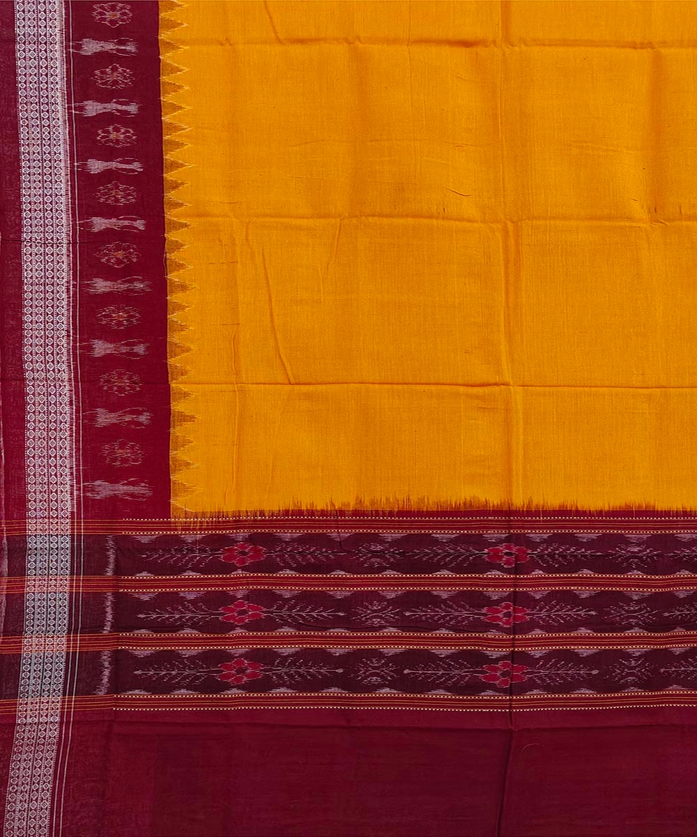 Yellow Red Sambalpuri Handwoven Single Ikat Cotton Dupatta Image 3