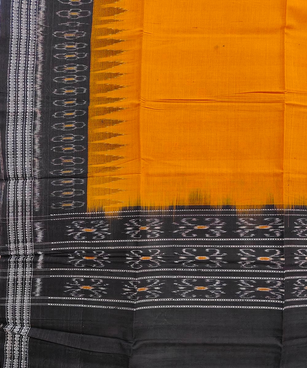 Yellow Black Sambalpuri Handwoven Single Ikat Cotton Dupatta Image 3