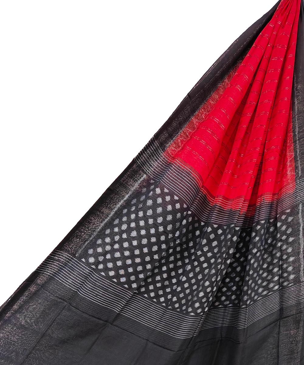 Red Black Sambalpuri Handwoven Single Ikat Cotton Dupatta Image 1