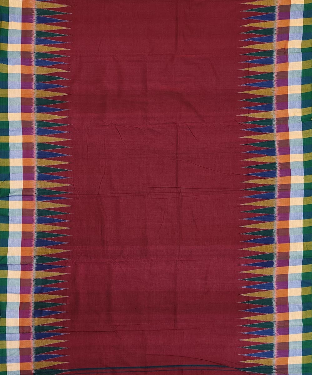 Maroon Sambalpuri Handwoven Ikat Cotton Joda Image 3