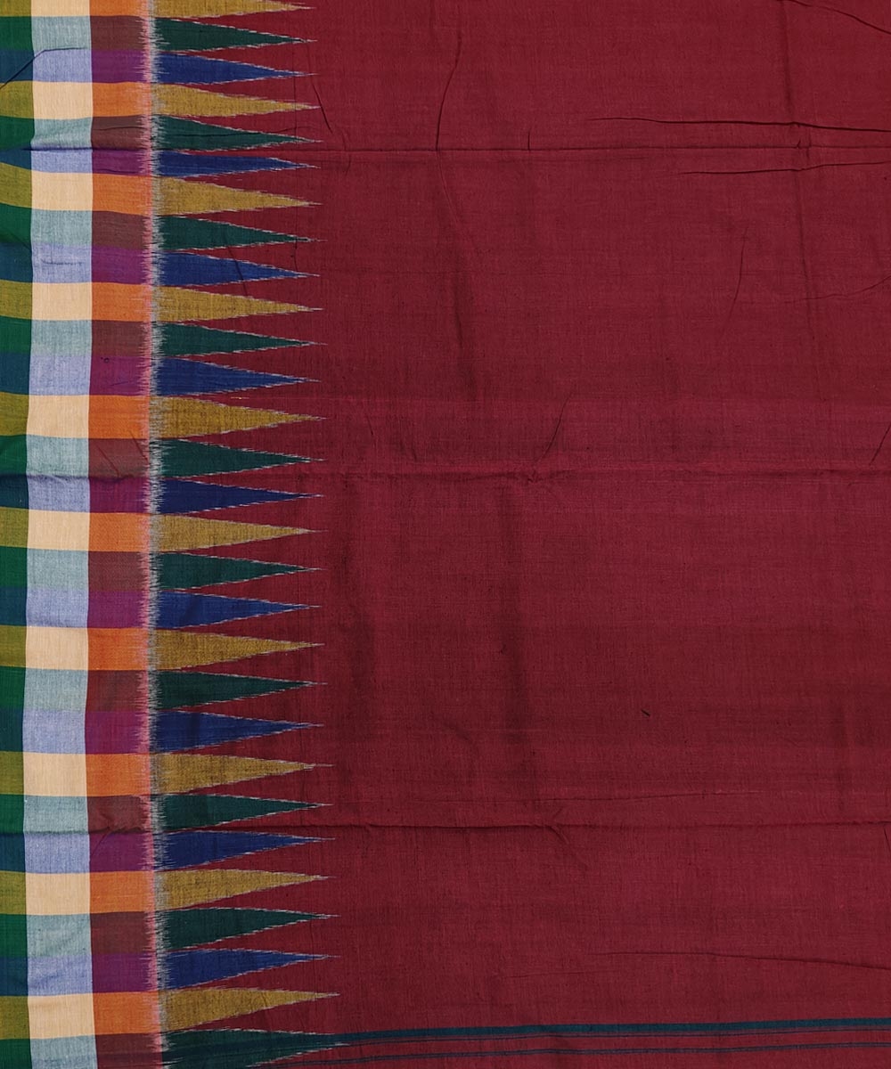 Maroon Sambalpuri Handwoven Ikat Cotton Joda Image 4