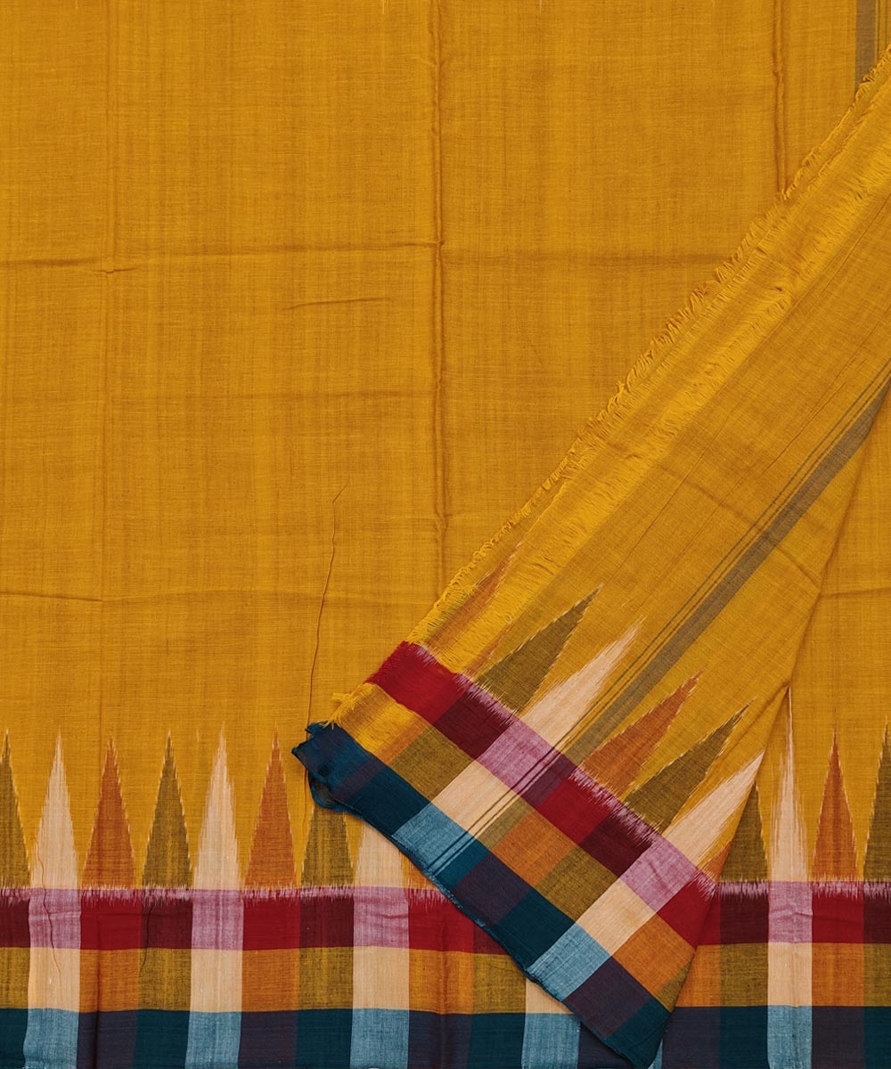 Yellow Sambalpuri Handwoven Ikat Cotton Joda Image 2