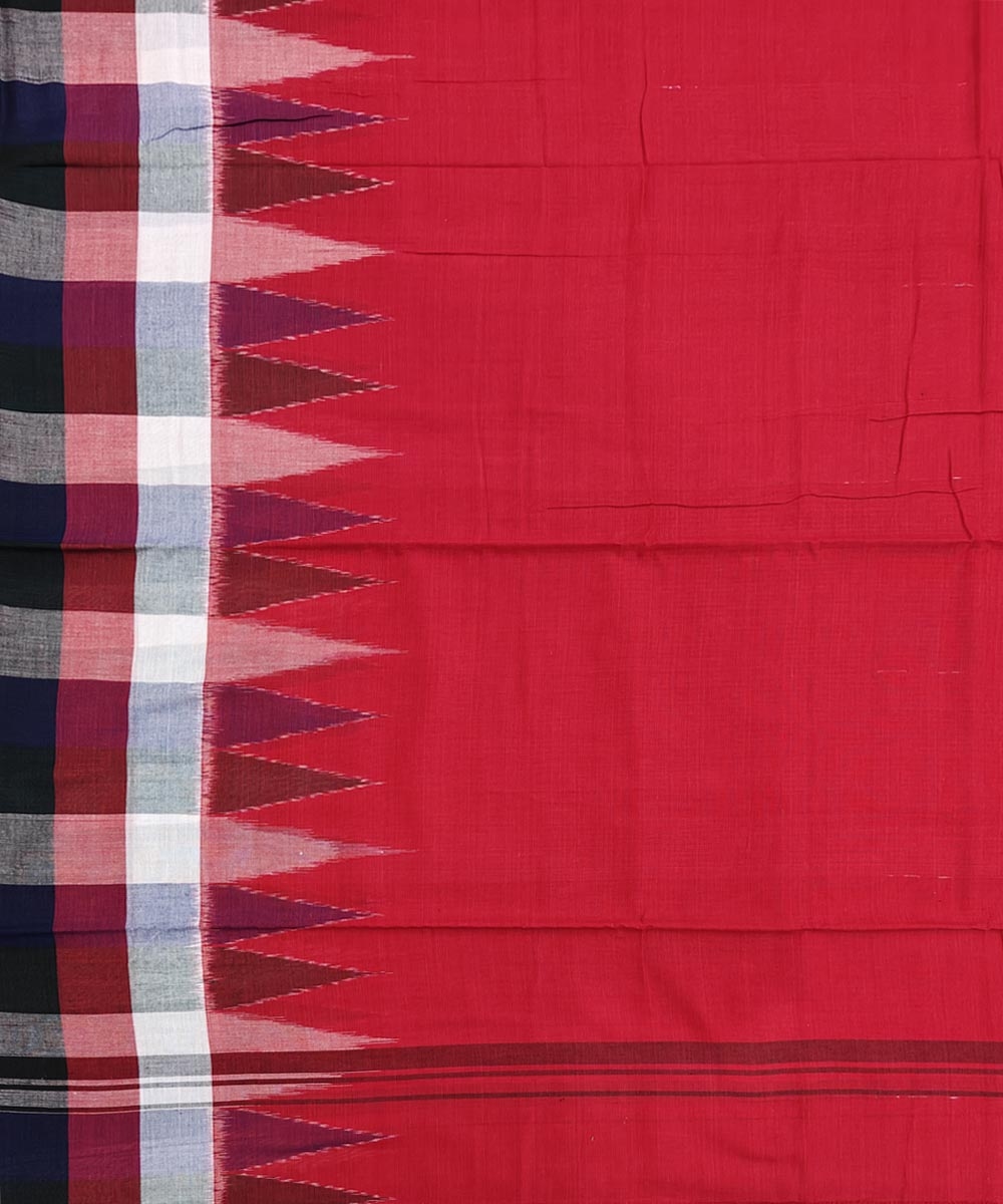 Red Sambalpuri Handwoven Ikat Cotton Joda Image 4