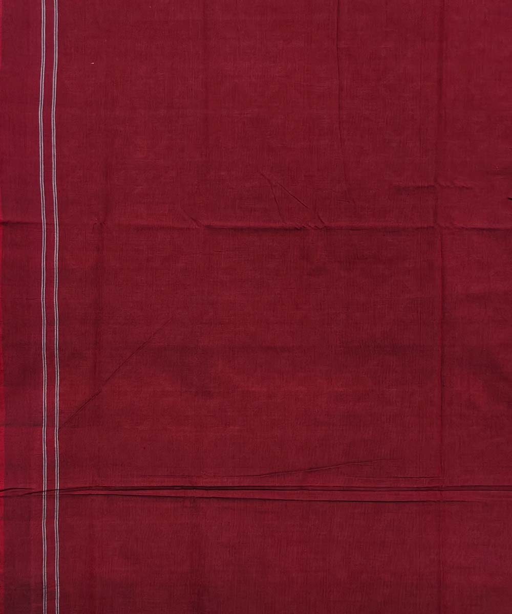 Beige Maroon Sambalpuri Handwoven Single Ikat Cotton Saree Image 4