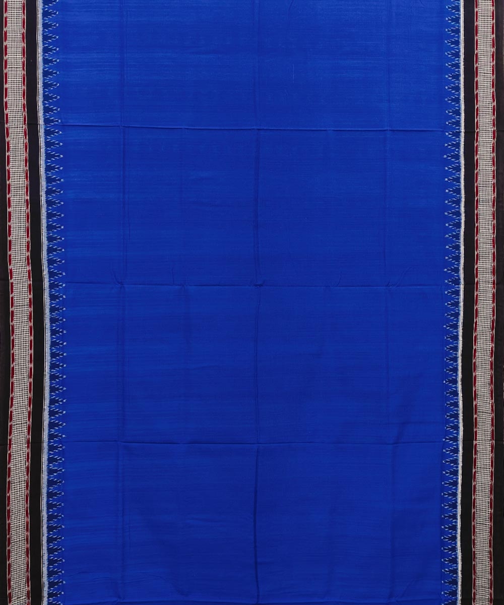 Blue Black Sambalpuri Handwoven Single Ikat Cotton Saree Image 3