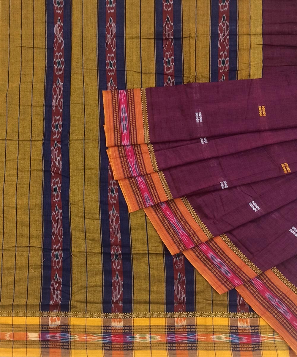 Purple Sambalpuri Handwoven Single Ikat Cotton Saree Image 1