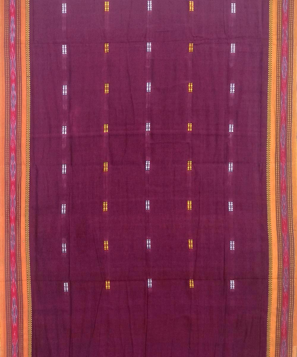 Purple Sambalpuri Handwoven Single Ikat Cotton Saree Image 3