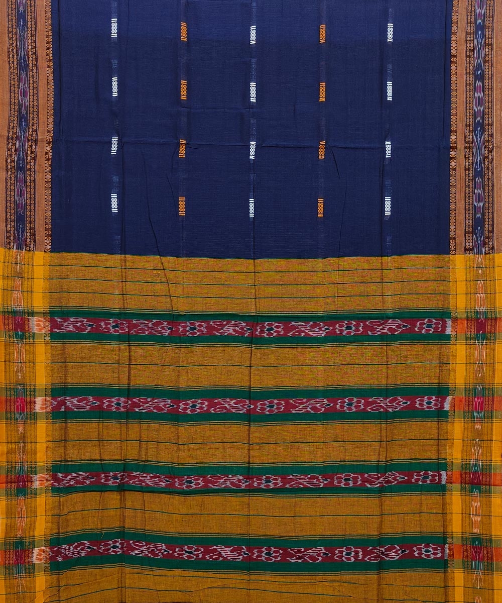 Blue Sambalpuri Handwoven Single Ikat Cotton Saree Image 2