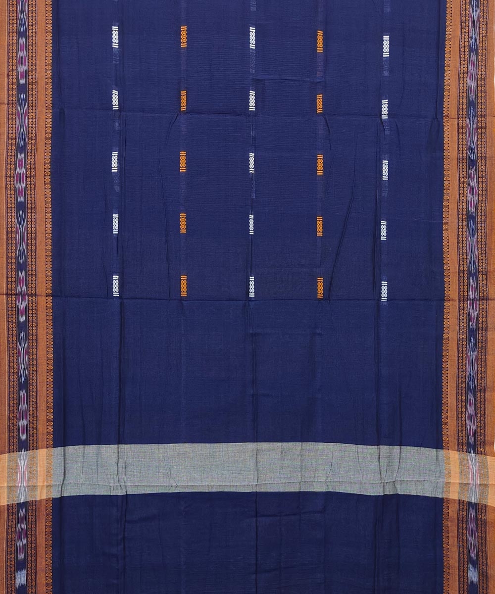 Blue Sambalpuri Handwoven Single Ikat Cotton Saree Image 3